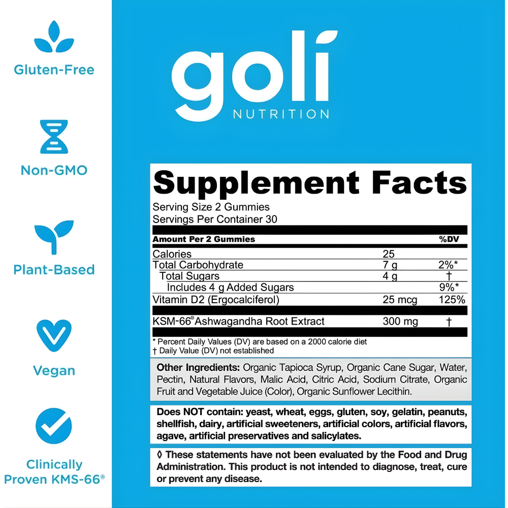 Suplemento Goli Ashwaganda 60 gomas