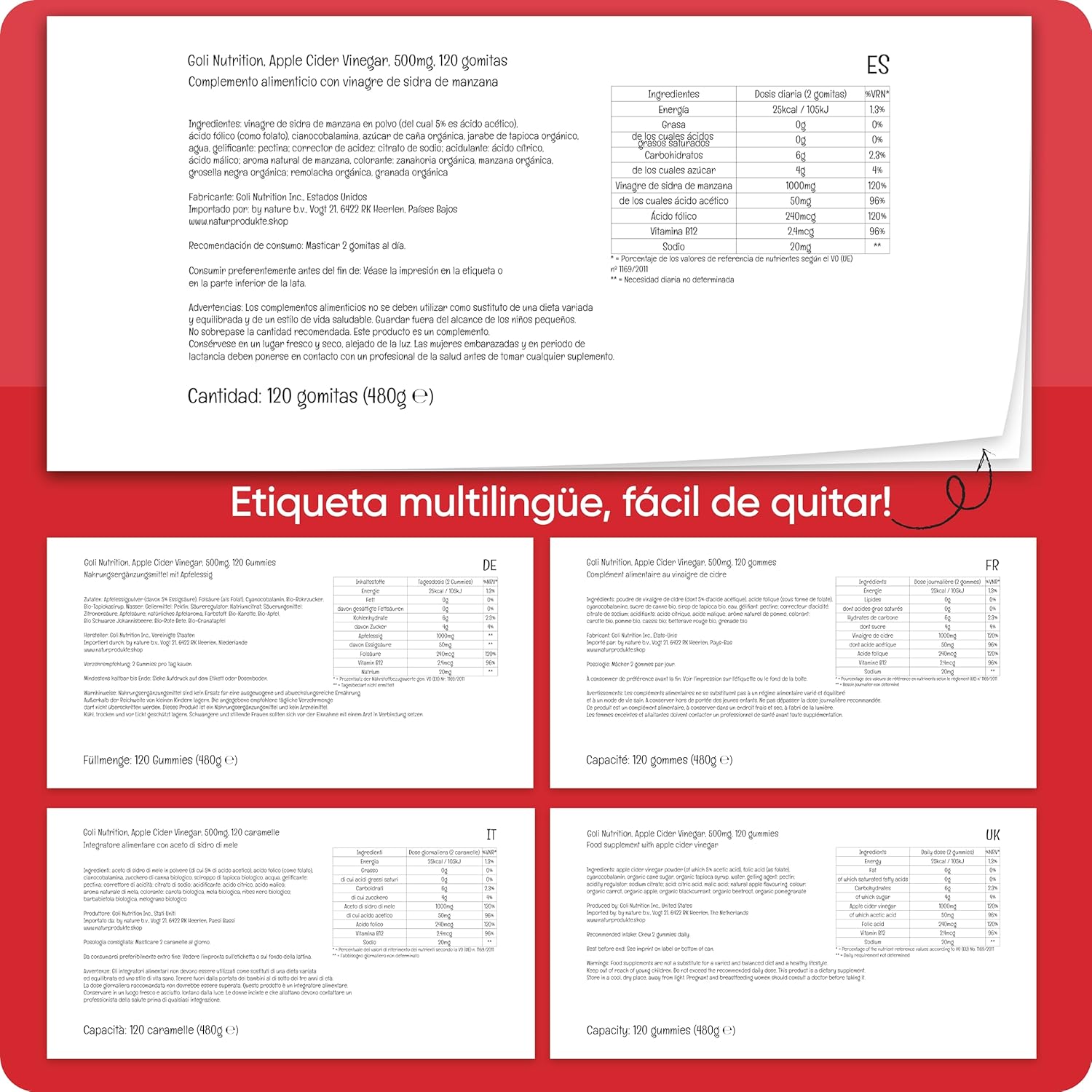 Suplemento Goli Vinagre de Manzana Gomas