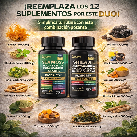 20 en 1 Kit Shilajit & Sea Moss 60 cap